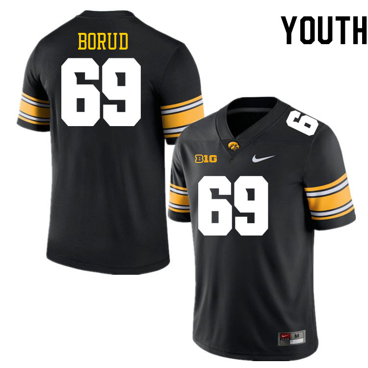 Youth #69 Cade Borud Iowa Hawkeyes College Football Jerseys Stitched-Black